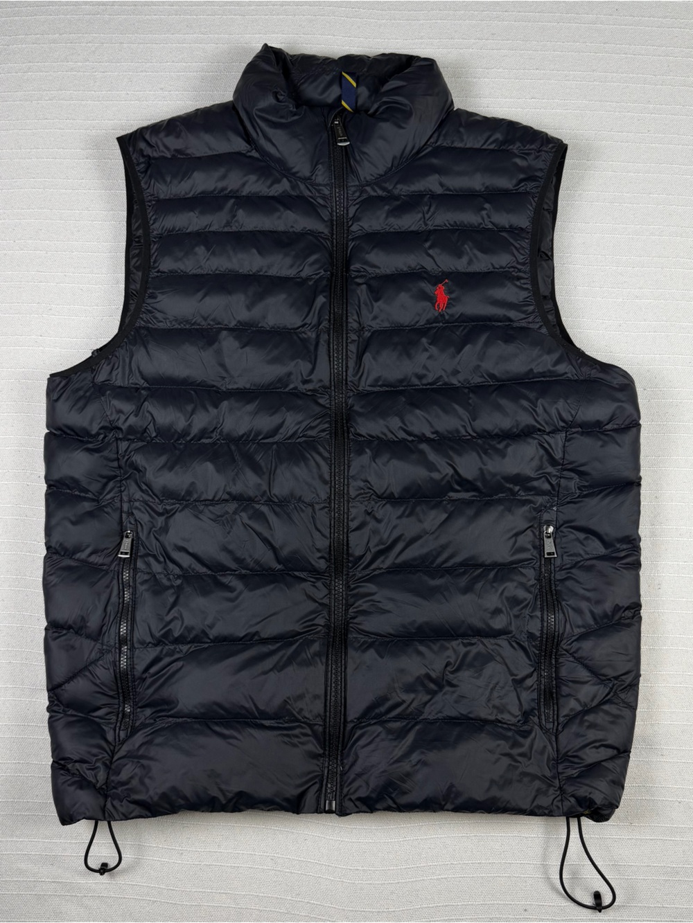 Polo Ralph Lauren Men's Black Puffer Vest - Size Small (Red Logo)